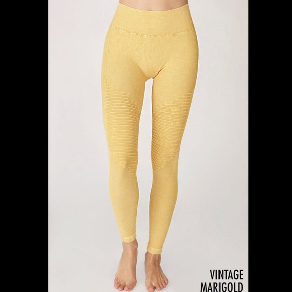 NEW Yellow Marigold Moto Designed High Waisted Leggings by Nikib… - Picture 1 of 3